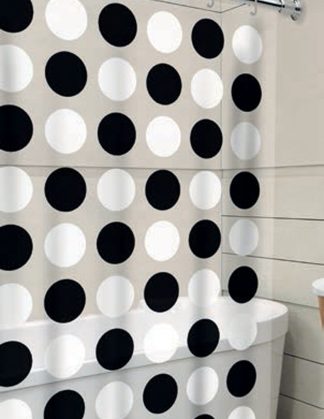 Cortina de Box Inteira – Estampa Balls Preta e Branca