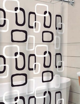 Cortina de Box Inteira – Estampa Ibiza Preta e Branca