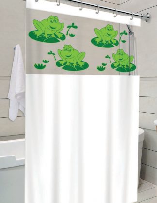 Cortina de Box Visor com Silk – Estampa Sapos