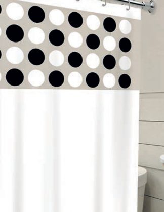 Cortina de Box Visor com Silk – Estampa Balls Preta e Branca