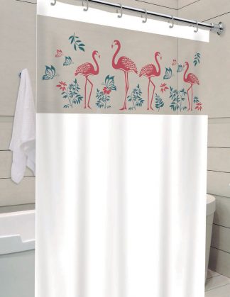 Cortina de Box Visor com Silk – Estampa Flamingo