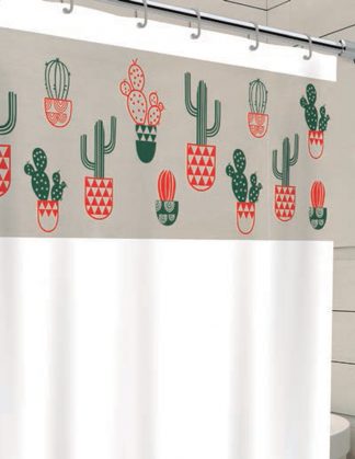 Cortina de Box Visor com Silk – Estampa Cactus