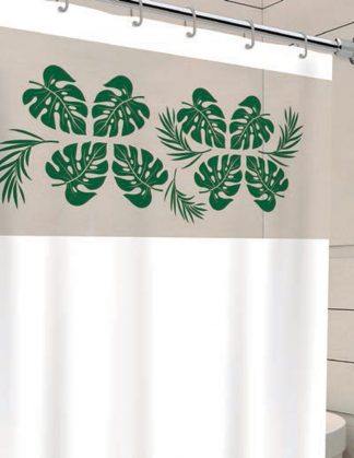 Cortina de Box Visor com Silk – Estampa Folhas