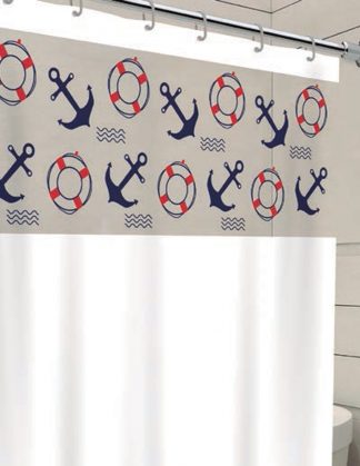 Cortina de Box Visor com Silk – Estampa Marinheiro