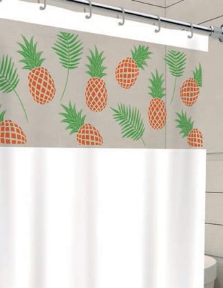 Cortina de Box Visor com Silk – Estampa Abacaxi