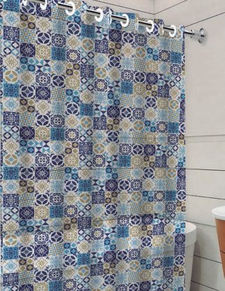 Cortina de Box com Ilhós - Estampa Lisboa