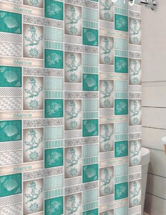 Cortina de Box com Ilhós – Estampa Marine