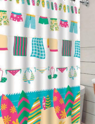 Cortina de Box com Ilhós – Estampa Beach