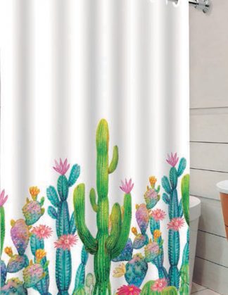 Cortina de Box com Ilhós - Estampa Cactus