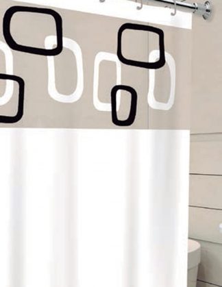 Cortina de Box Visor com Silk – Estampa Ibiza Preta e Branca