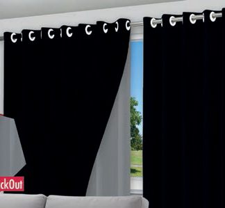 Cortina Black-Out Película com Voil Forro Preto com Ilhós